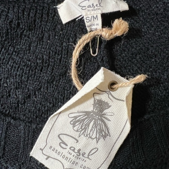 Easel black tan cream poncho sweater size S/M - Picture 5 of 5